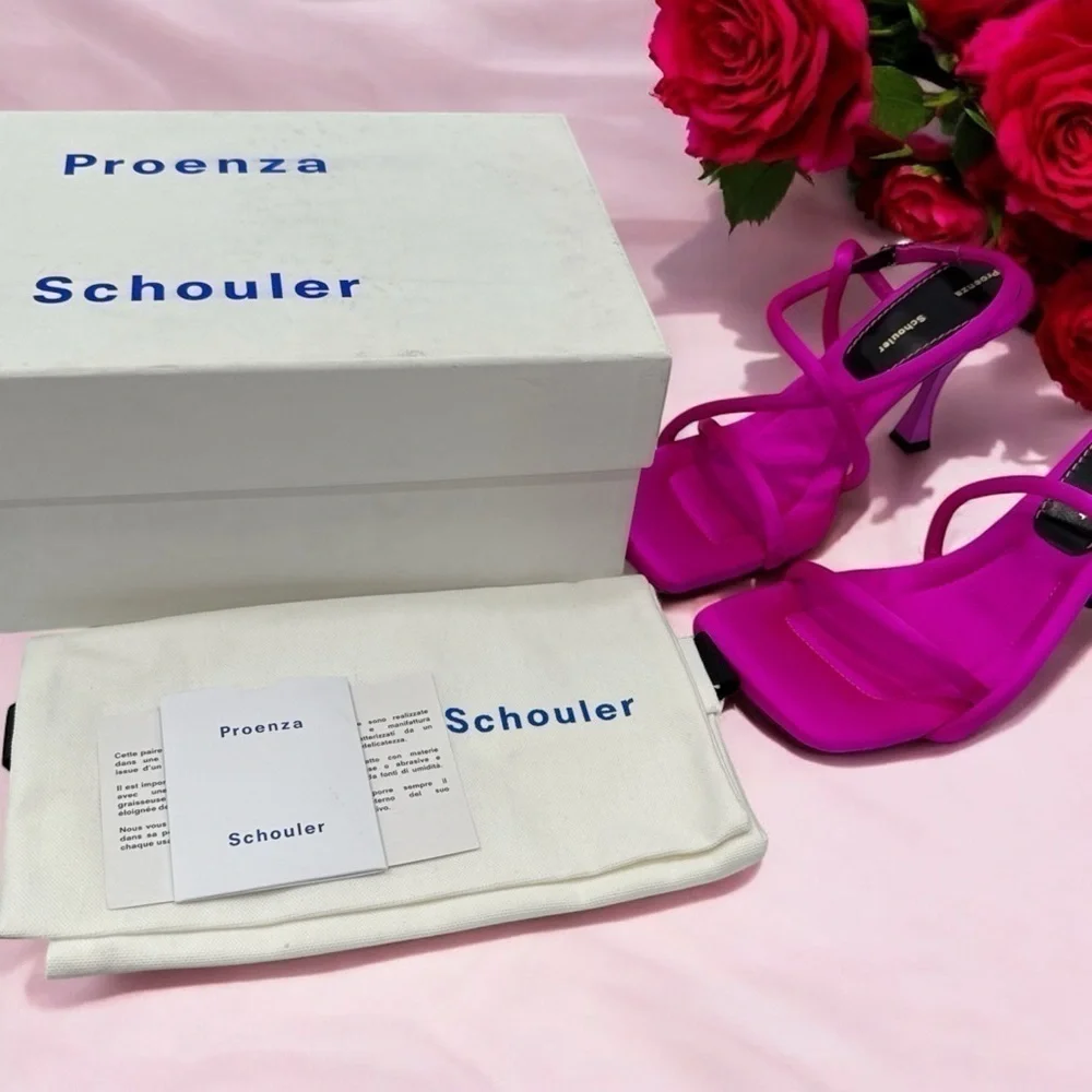 Proenza Schouler Raso Satin Strappy Sandals Bright Pink Women’s Size 36
